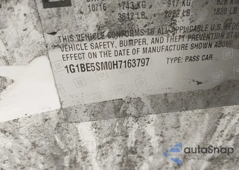 2017 Chevrolet Cruze Lt Auto from USA, damaged, VIN 1G1BE5SM0H7163797